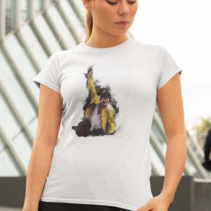 Queen Freddie Mercury Art Polera Blanca Hombre