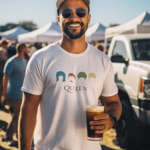 Queen Iconic Faces Polera Blanca Hombre