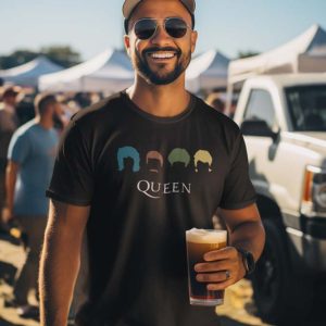 Queen Iconic Faces Polera Negra Hombre
