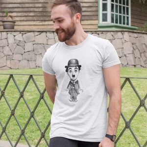 Chaplin Caricatura Polera Blanca Hombre