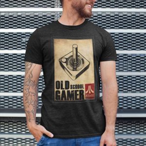 Atari Old School Gamer Polera Negra Hombre