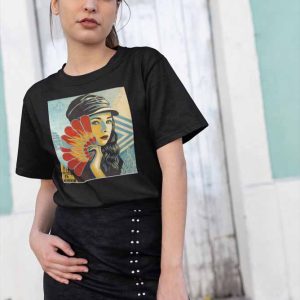 Shepard Fairey .6  Polera Negra Mujer