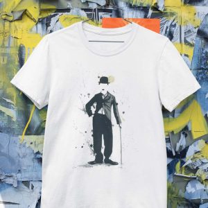 Chaplin Dibujo Polera Blanca Hombre