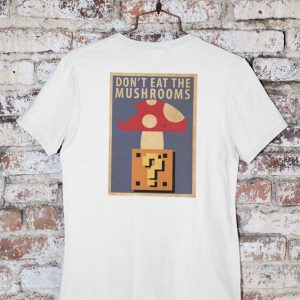 Mario Mushroom. Polera Blanca Hombre