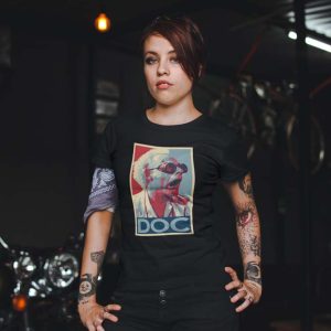 Doc Brown, Shepard Fairey, Polera Negra Mujer