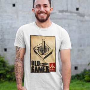 Atari Old School Gamer Polera Blanca Hombre