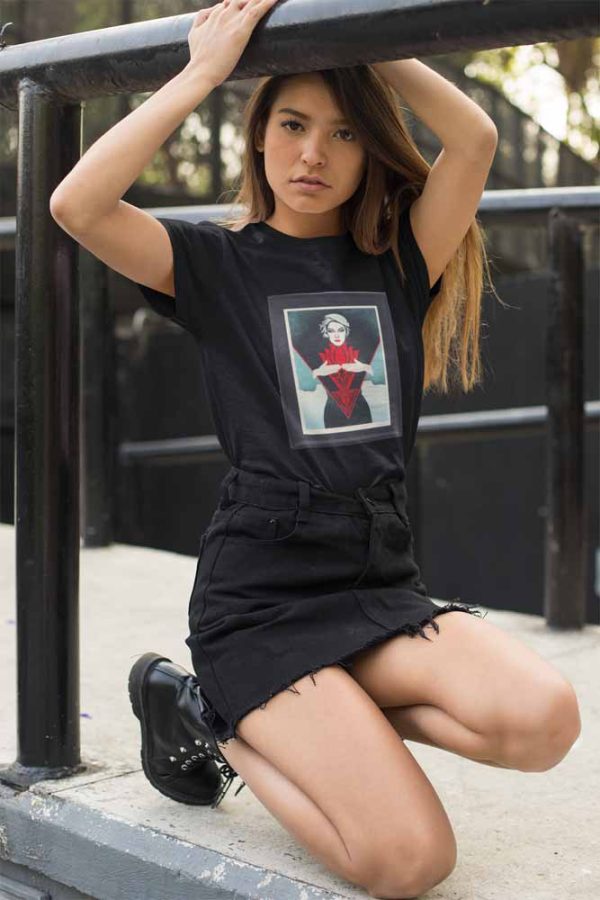 Shepard Fairey .7  Polera Negra Mujer - Imagen 4
