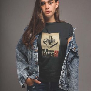 Atari Old School Gamer Polera Negra Mujer
