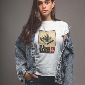 Atari Old School Gamer Polera Blanca Mujer