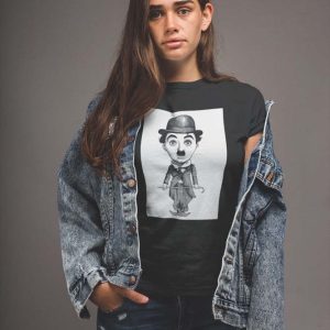Chaplin Caricatura Polera Negra Mujer