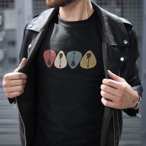 Guitar Picks. Polera Negra Hombre