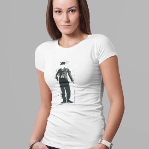 Chaplin Dibujo Polera Blanca Mujer