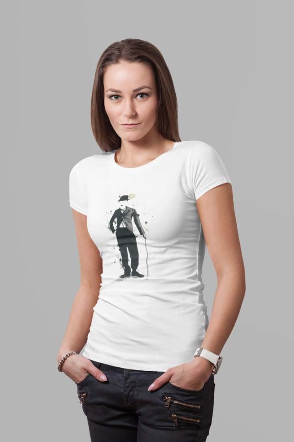 Chaplin Dibujo Polera Blanca Mujer