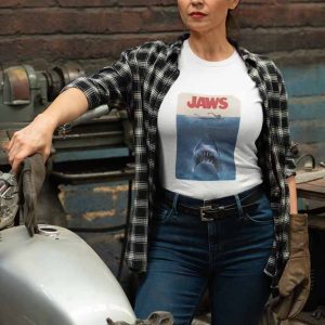 Jaws Polera Blanca Mujer