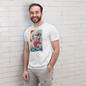 Doc Brown, Shepard Fairey, Polera Blanca Hombre
