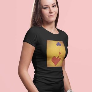 Tetris Corazón Polera Negra Mujer