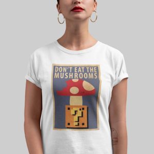 Mario Mushroom. Polera Blanca Mujer
