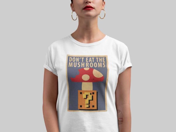 Mario Mushroom. Polera Blanca Mujer