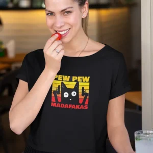 Polera PewPew Gato Negra Mujer