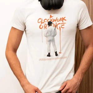 Polera Naranja Mecánica Hombre Blanca