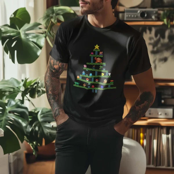 Polera Retro Gamer Árbol Navidad Hombre - Imagen 2