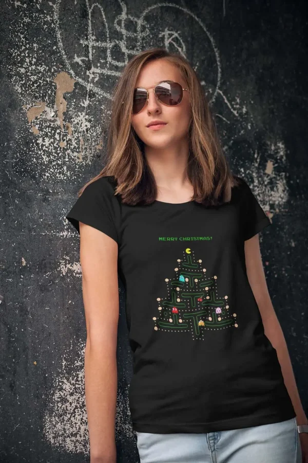 Polera Pacman Navidad Mujer