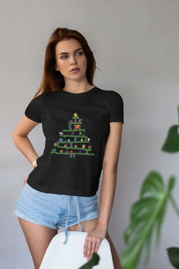 Polera Retro Gamer Navidad Mujer