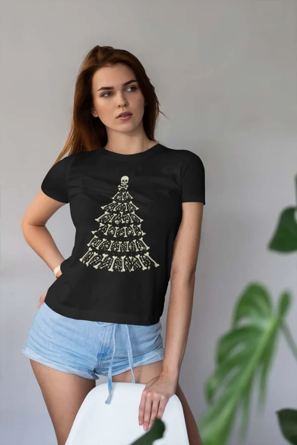 Polera Árbol Navidad Huesos 2 Mujer