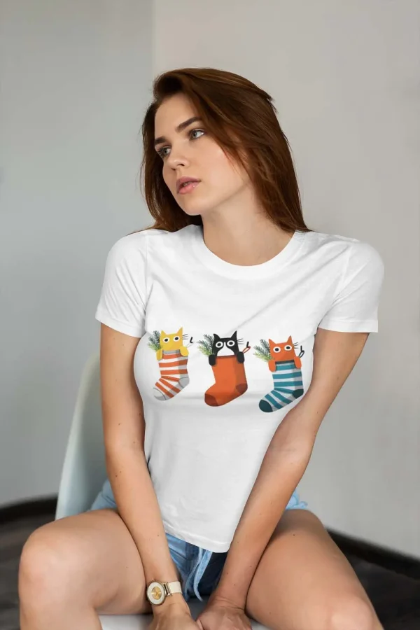 Polera 3 Gatos Navidad