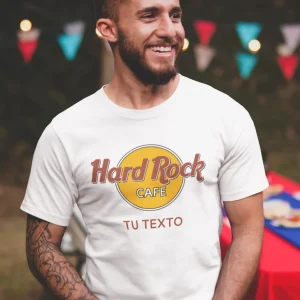 Polera Blanca Hard Rock Personalizable Hombre