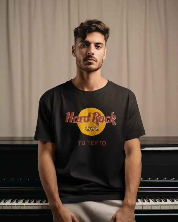 Polera Hombre Hard Rock Negra Personalizable