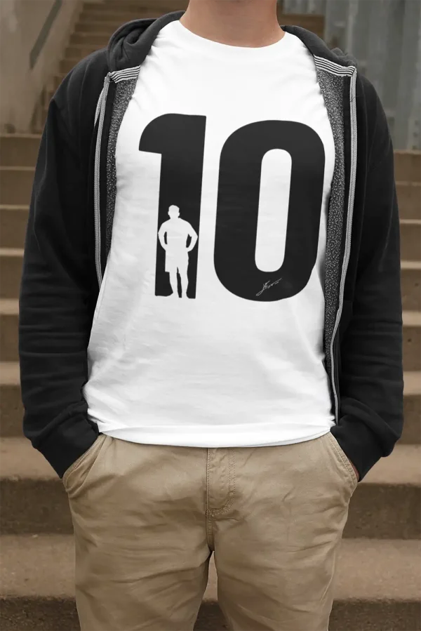 Polera Blanca Hombre Messi 10 B