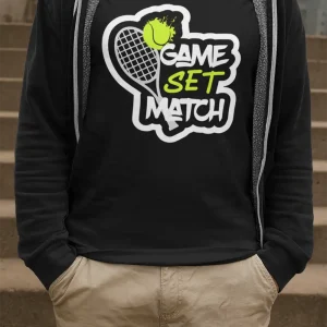Polera Hombre Negra Tenis Set Match