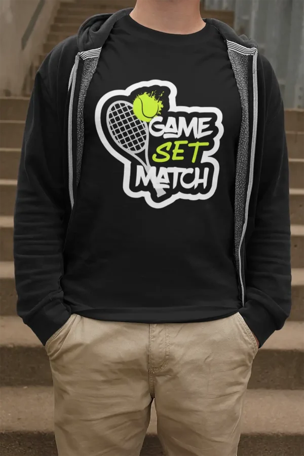 Polera Hombre Negra Tenis Set Match
