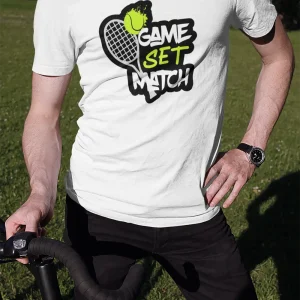 Polera Blanca Hombre Tenis Game Set Match