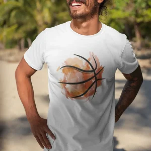 Polera Hombre Basquetbol Pelota Acuarela