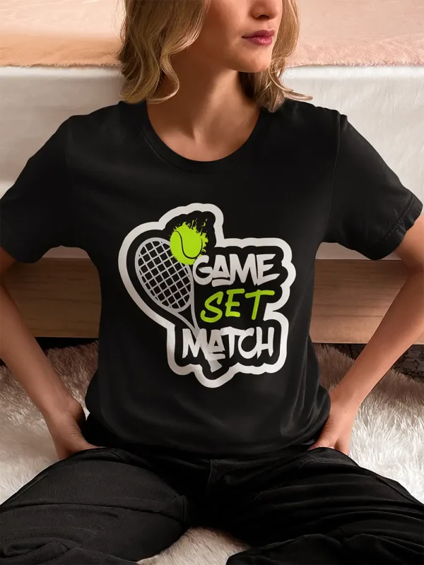 Polera Mujer Negra Tenis Set Match