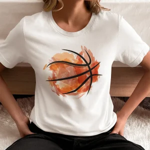Polera Mujer Basquetbol Pelota Acuarela