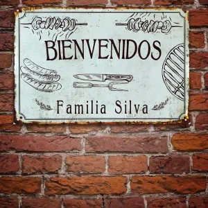 Letrero Quincho Personalizado "Bienvenidos"