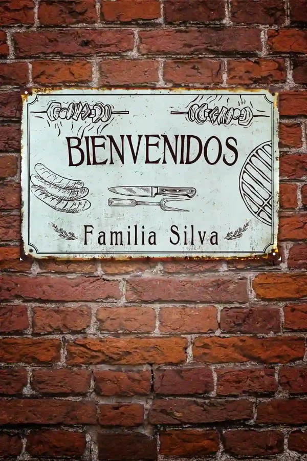 Letrero Quincho Personalizado "Bienvenidos"