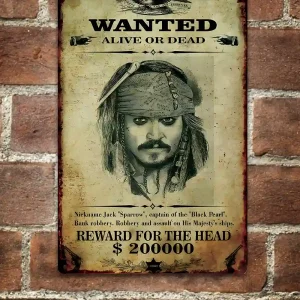 Jack Sparrow Letrero se Busca Vintage