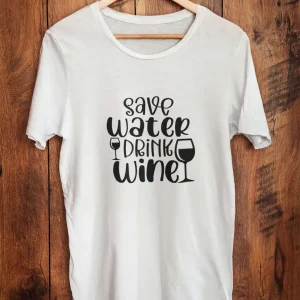 Polera Mujer Save Water Drink Wine