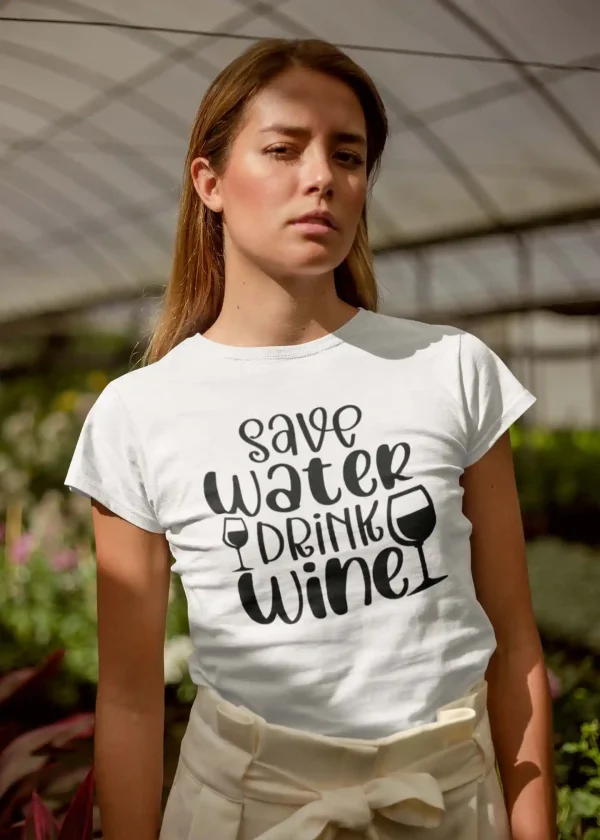 Polera Mujer Save Water Drink Wine - Imagen 2